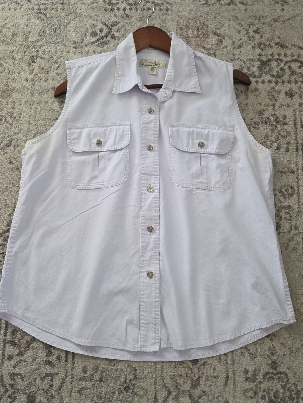 Cabelas Shirt Womens Large Gray Soft Canvas Trail Sleeveless Button Up Outdoor - Picture 1 of 9